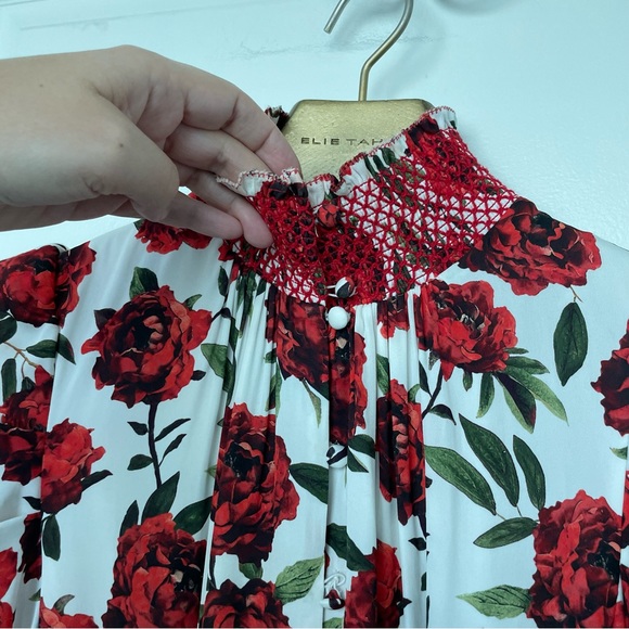 ALICE + OLIVIA Silva Floral Rose Mock Neck Midi Dress \\ 2 - Picture 5 of 13